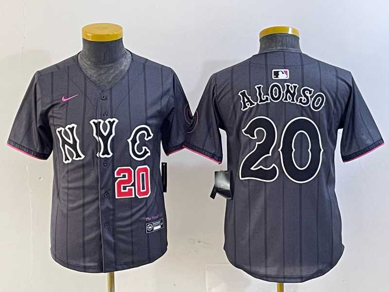 Youth New York Mets #20 Pete Alonso Number Grey 2024 City Connect Cool Base Stitched Jerseys 500w